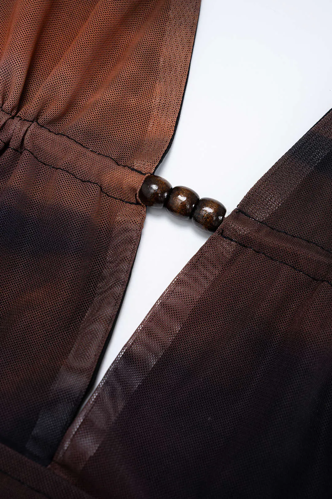 Tie Dye Print Mesh Halter Deep V-Neck Tie-Up Sleeveless Mini Dress sold by Micas product image thumbnail 3