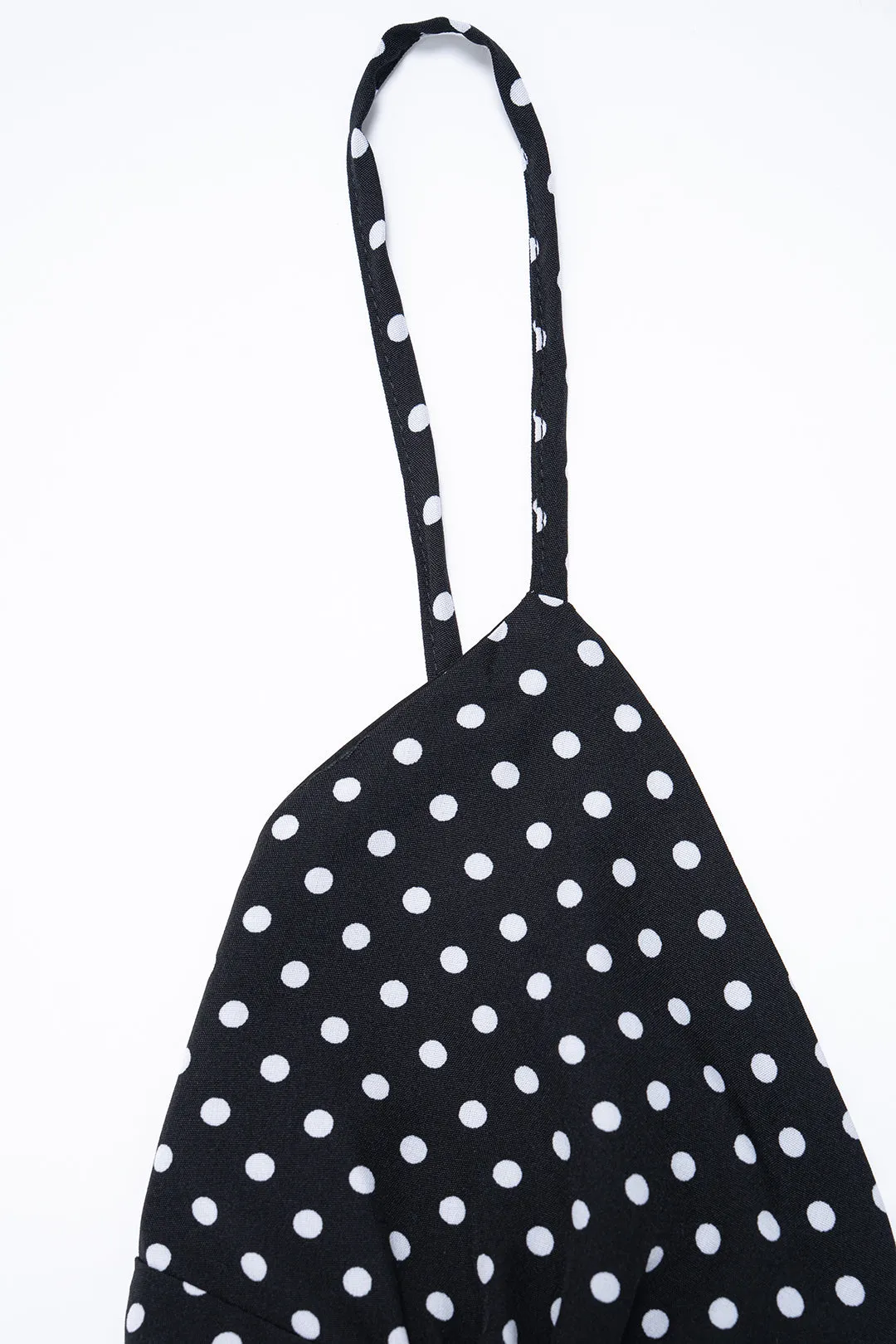 Polka Dots Print Crossed Tie Up Backless Slip Sleeveless Maxi Dress With Scarf sold by Micas product image thumbnail 3