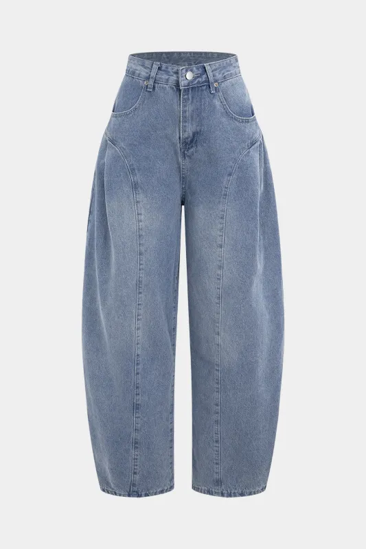 Denim Pocket Ruched High Waist Jeans made by Micas