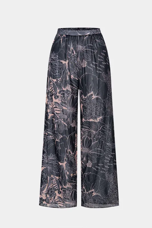 Floral Print Mesh Ruched High Waist Pants made by Micas