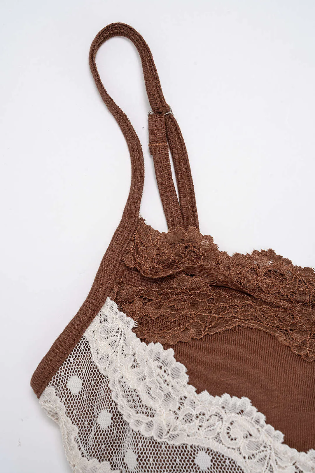 Contrast Polka Dots Lace Cami Top sold by Micas product image thumbnail 3
