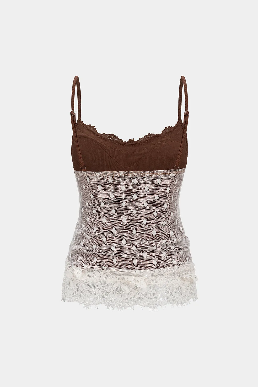 Contrast Polka Dots Lace Cami Top sold by Micas product image thumbnail 2