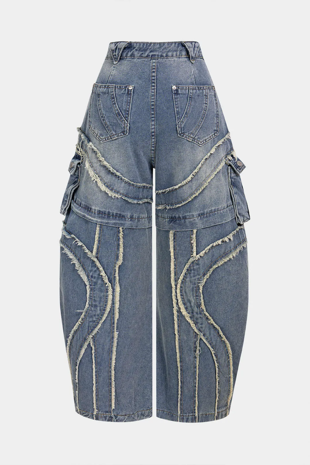 Denim Frayed Wide Leg Jeans sold by Micas product image thumbnail 2