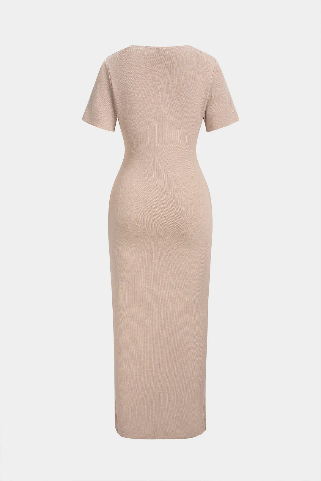 Knit V-Neck Metallic Button Short Sleeve Dress sold by Micas product image thumbnail 2