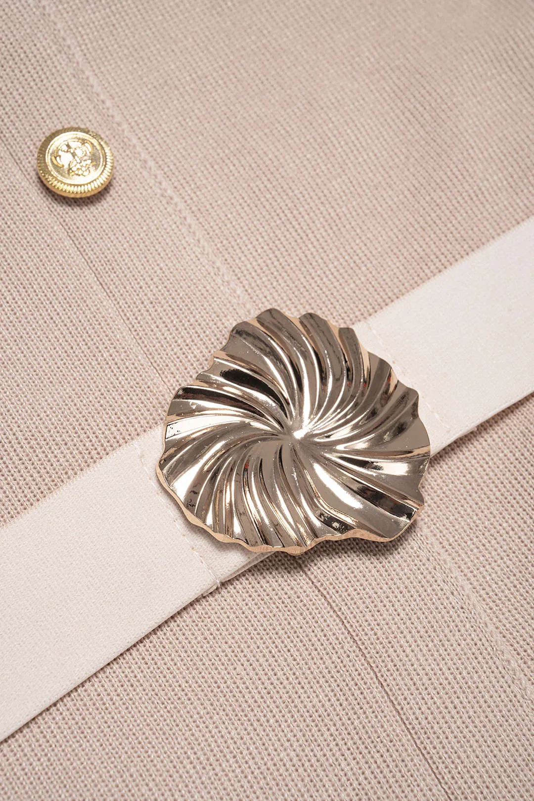 Knit V-Neck Metallic Button Short Sleeve Dress sold by Micas product image thumbnail 3