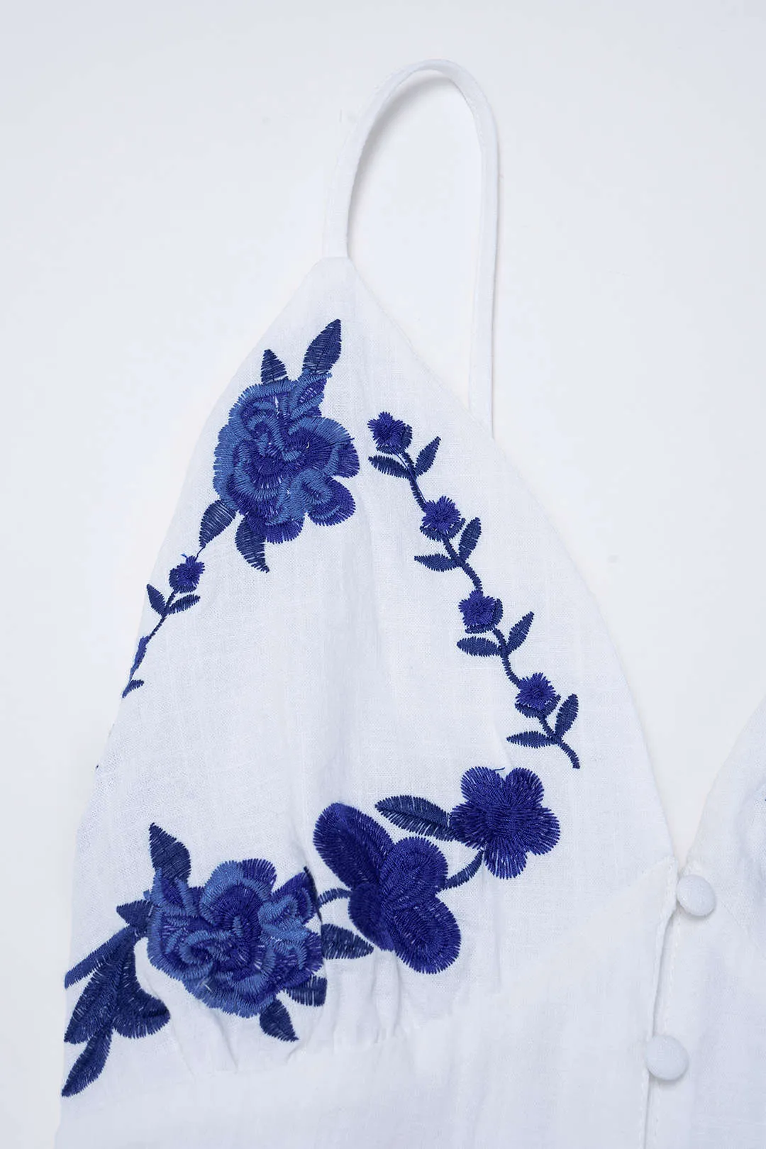Contrast Embroidery V-Neck Sleeveless Maxi Dress sold by Micas product image thumbnail 3