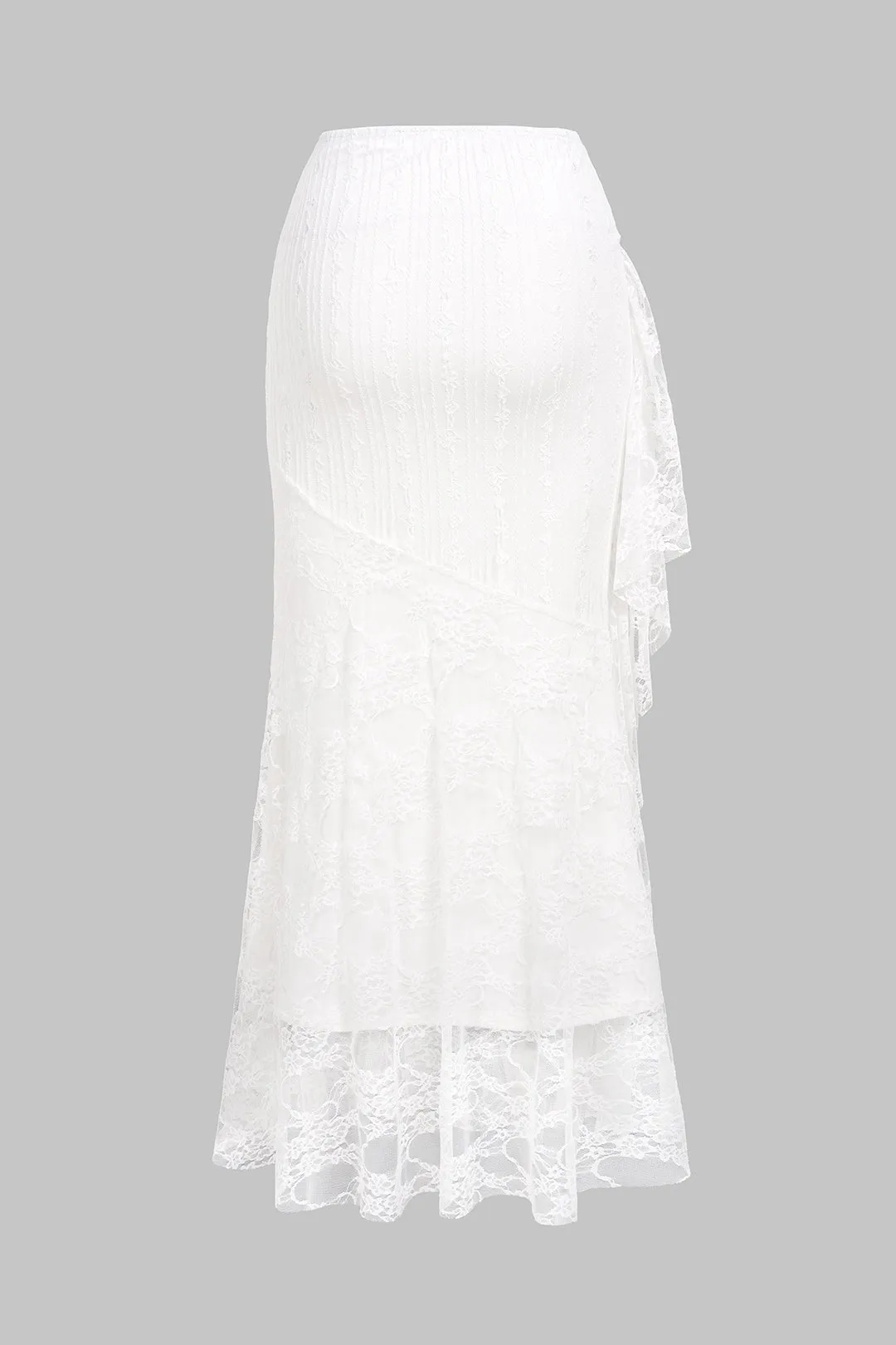 Solid Lace Patchwork Asymmetrical Skirt sold by Micas product image thumbnail 2