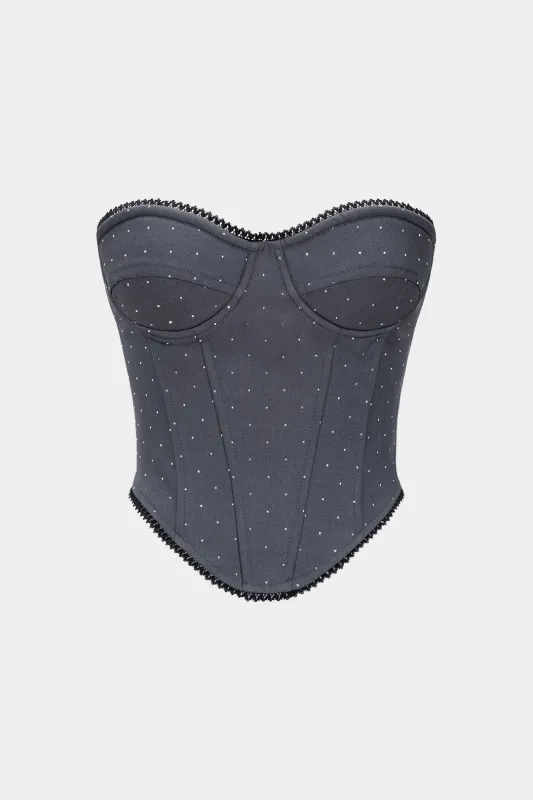 Rhinestone Decor Corset Tube Top sold by Micas