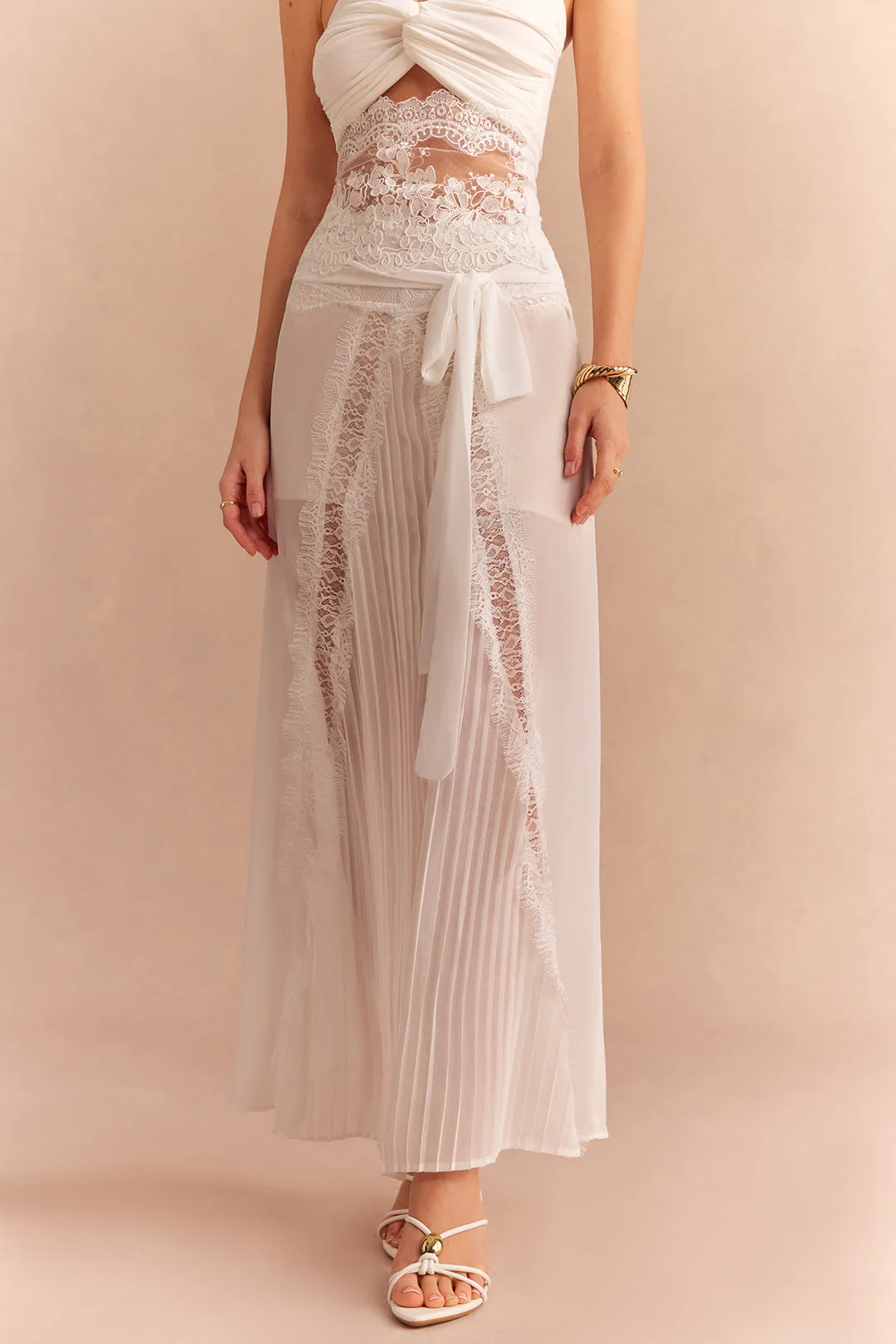 Lace Tie-Up Pleated Skirt sold by Micas product image thumbnail 3