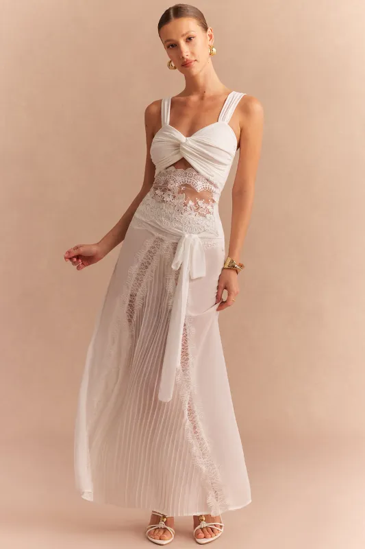 Lace Tie-Up Pleated Skirt sold by Micas