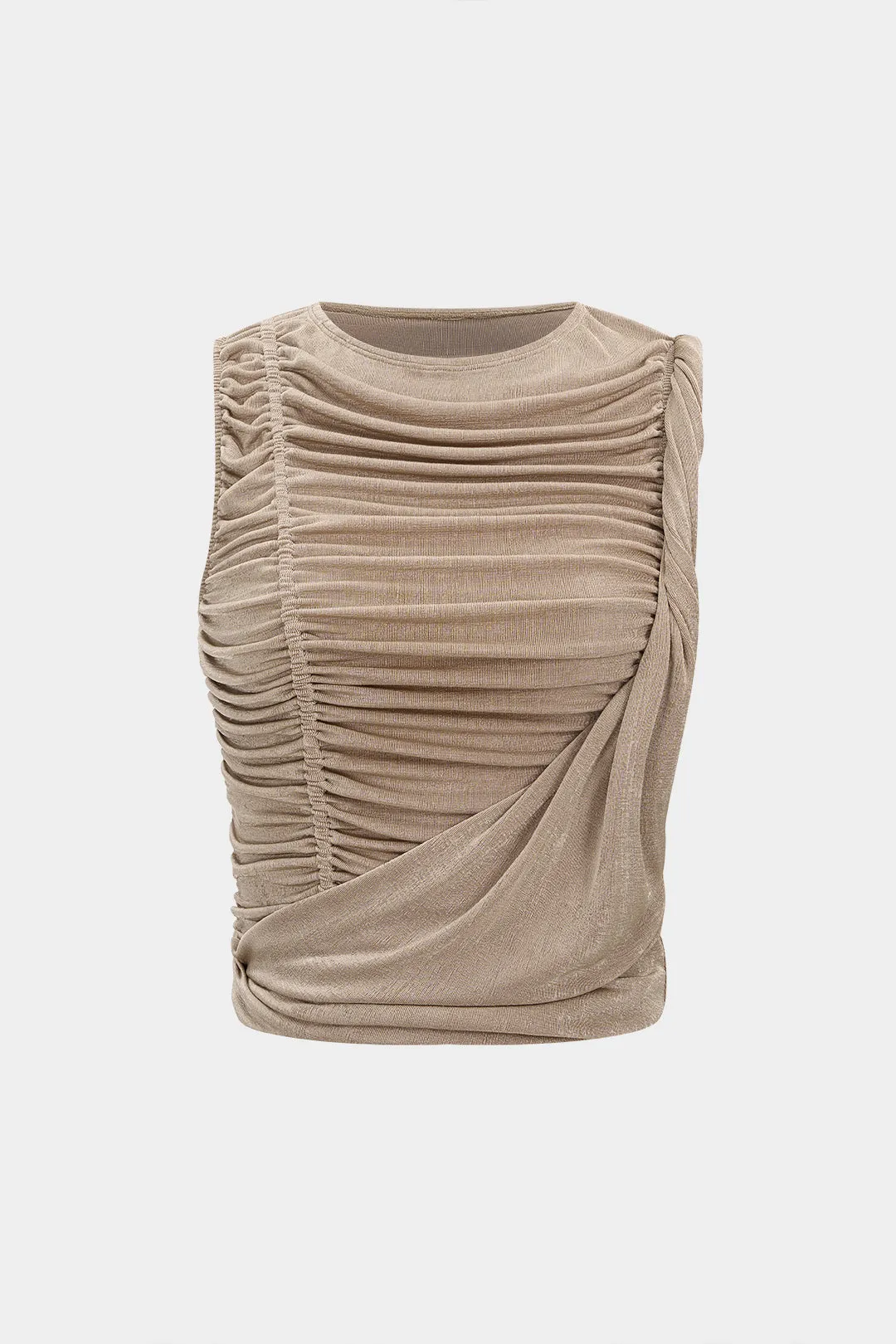 Round Neck Ruched Twist Knot Tank Top sold by Micas