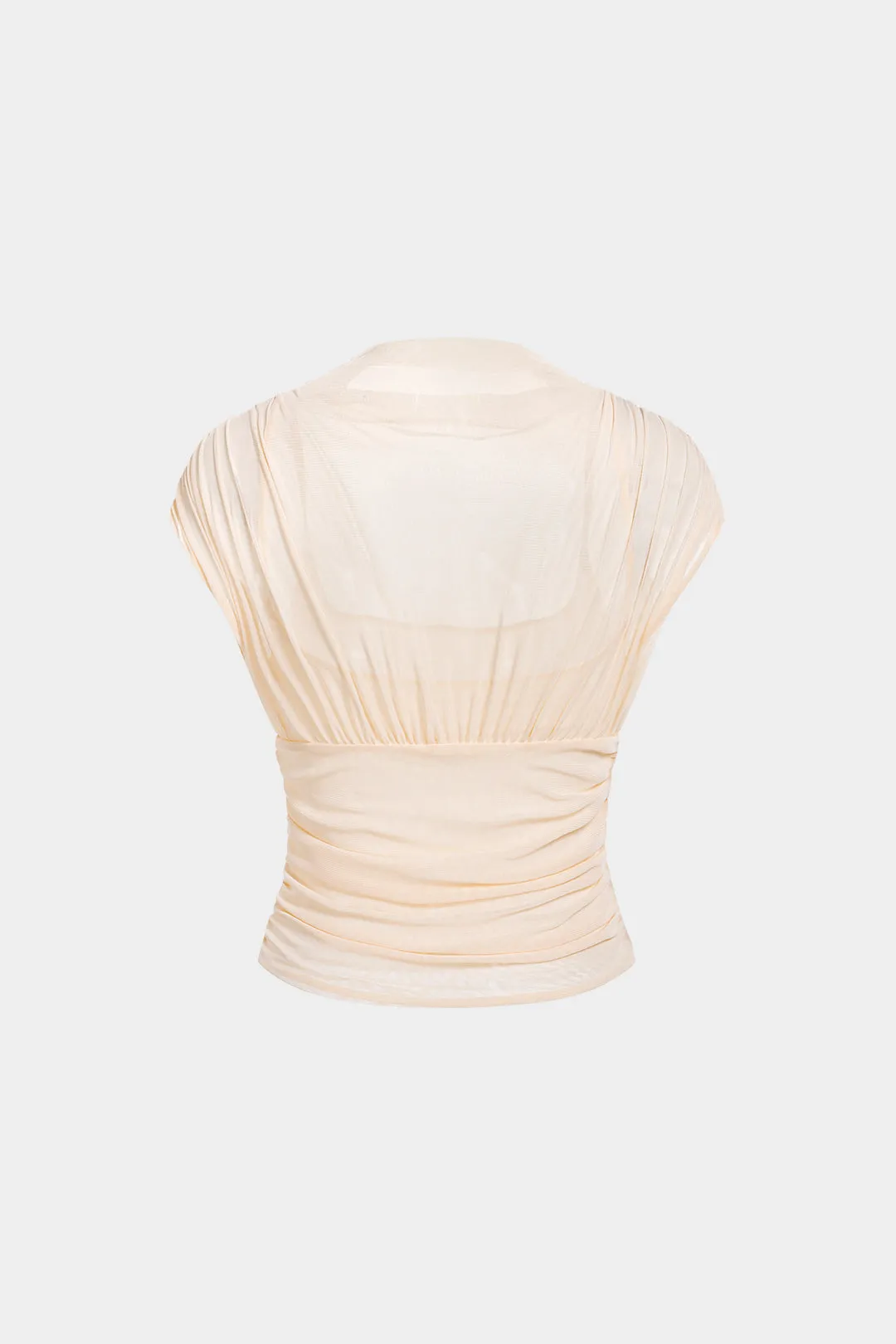 Mesh Draped Neck Short Sleeve T-Shirt sold by Micas product image thumbnail 3