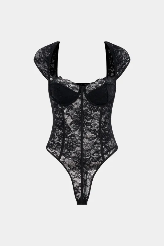 Lace Corset Sleeveless Bodysuit sold by Micas