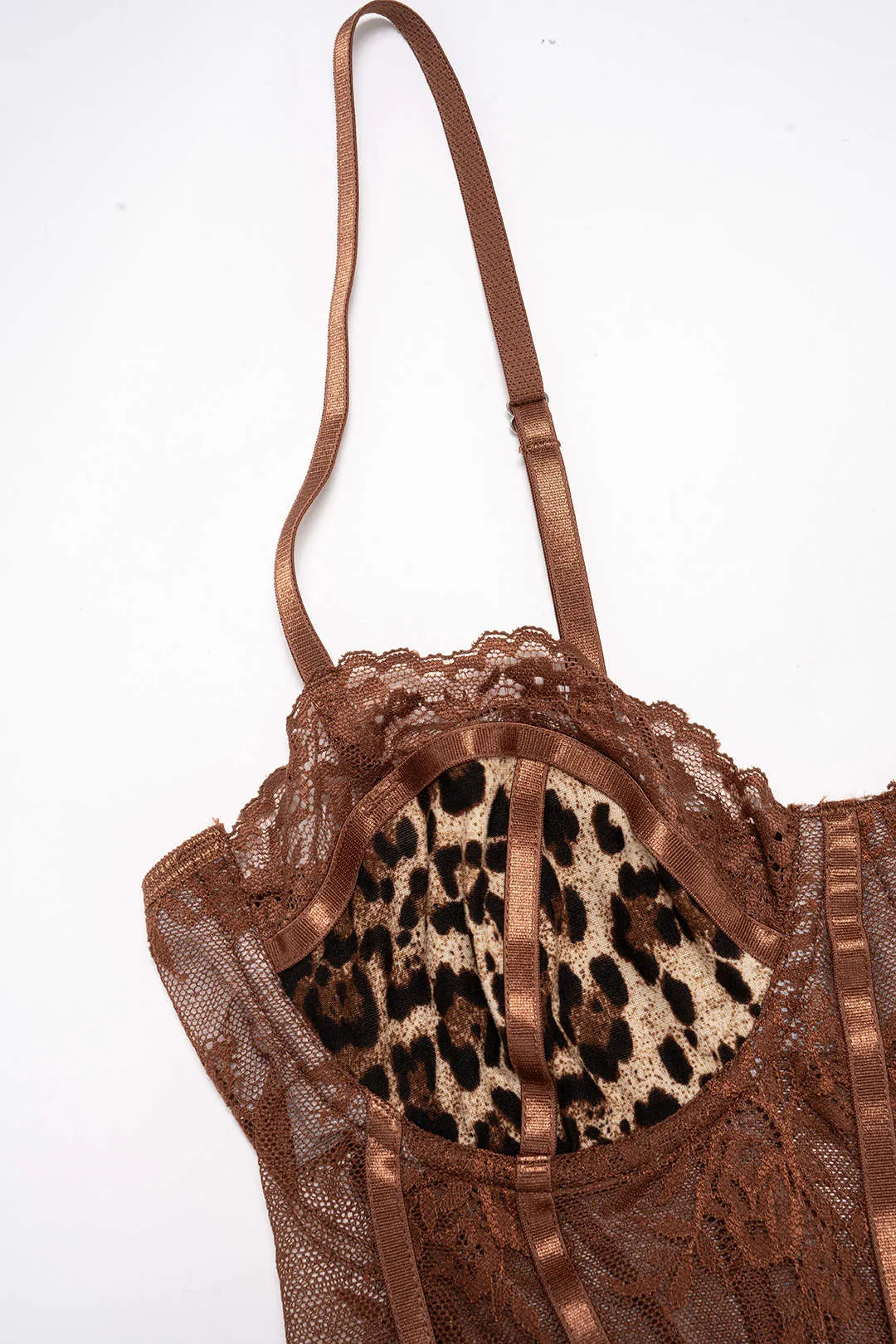 Leopard Print Lace Sleeveless Bodysuit sold by Micas product image thumbnail 3