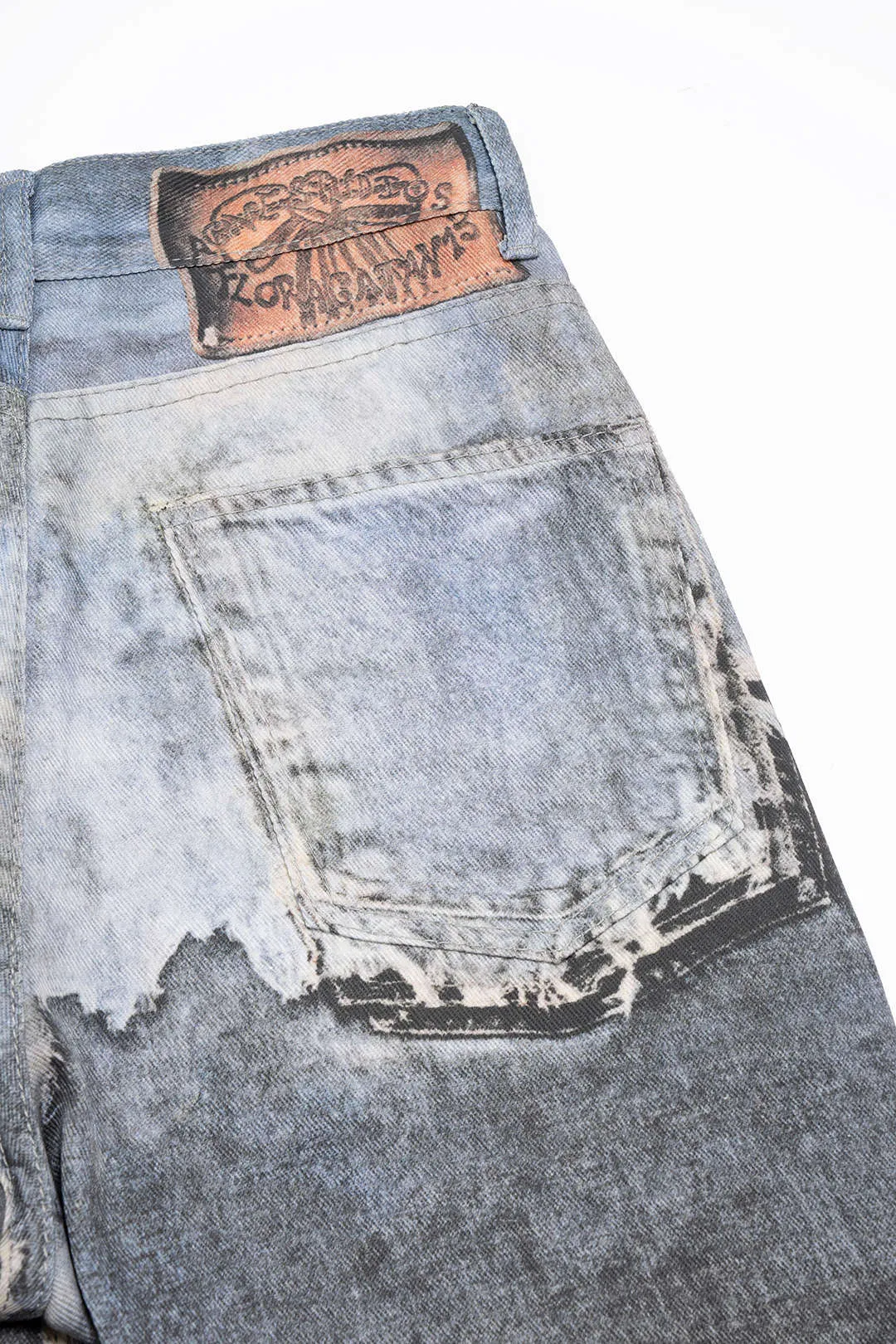 Denim Artistic Print Wide Leg Pants sold by Micas product image thumbnail 5