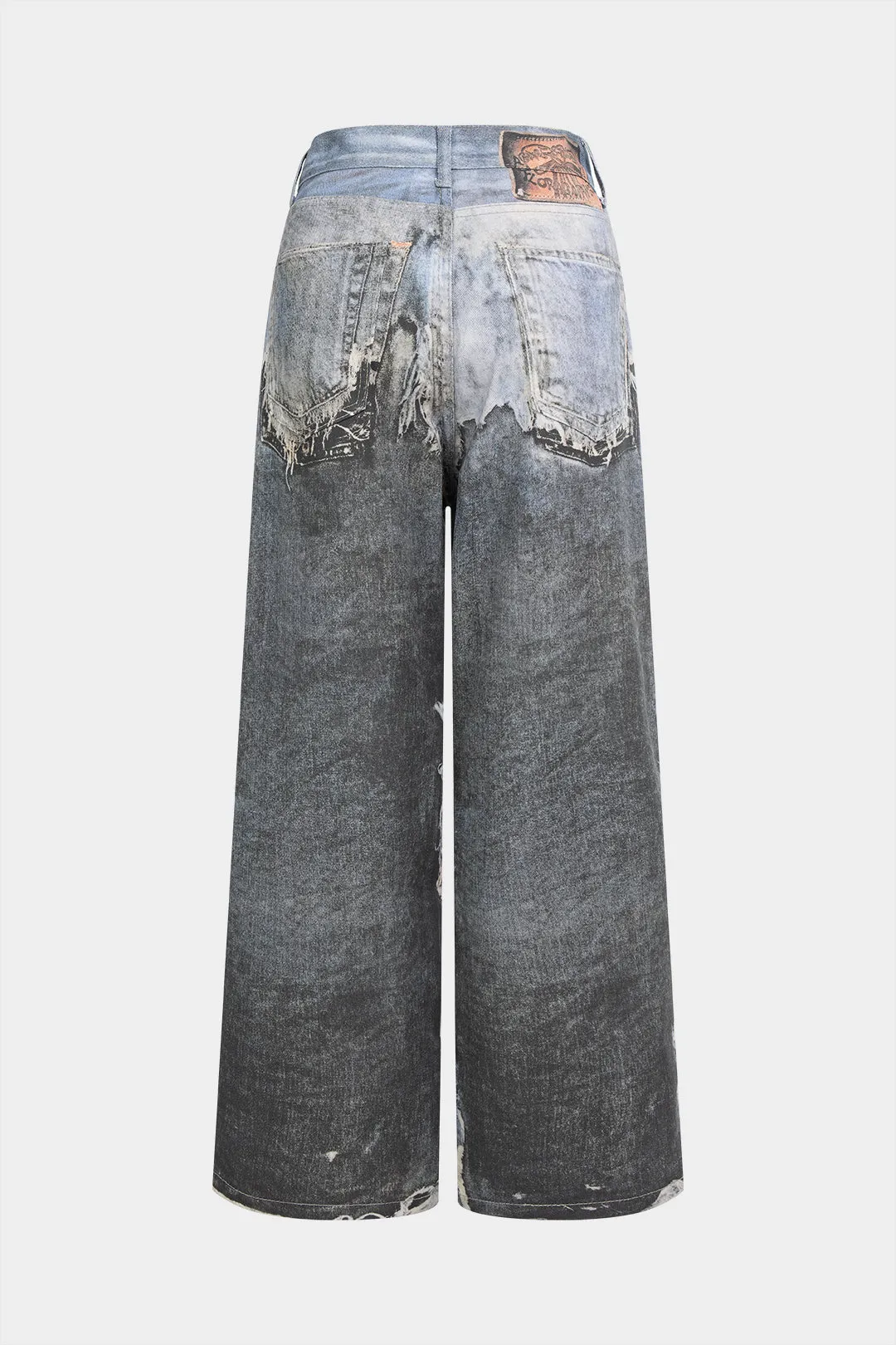 Denim Artistic Print Wide Leg Pants sold by Micas product image thumbnail 2