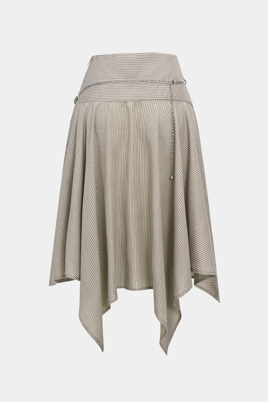 Striped Waist Chain Ruched Asymmetrical Hem Skirt sold by Micas product image thumbnail 2