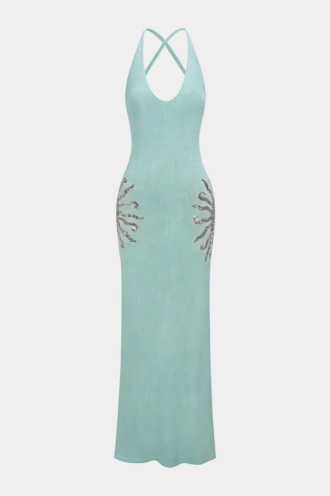 Knit Sequin Crossed Backless Sleeveless Dress sold by Micas product image thumbnail 5