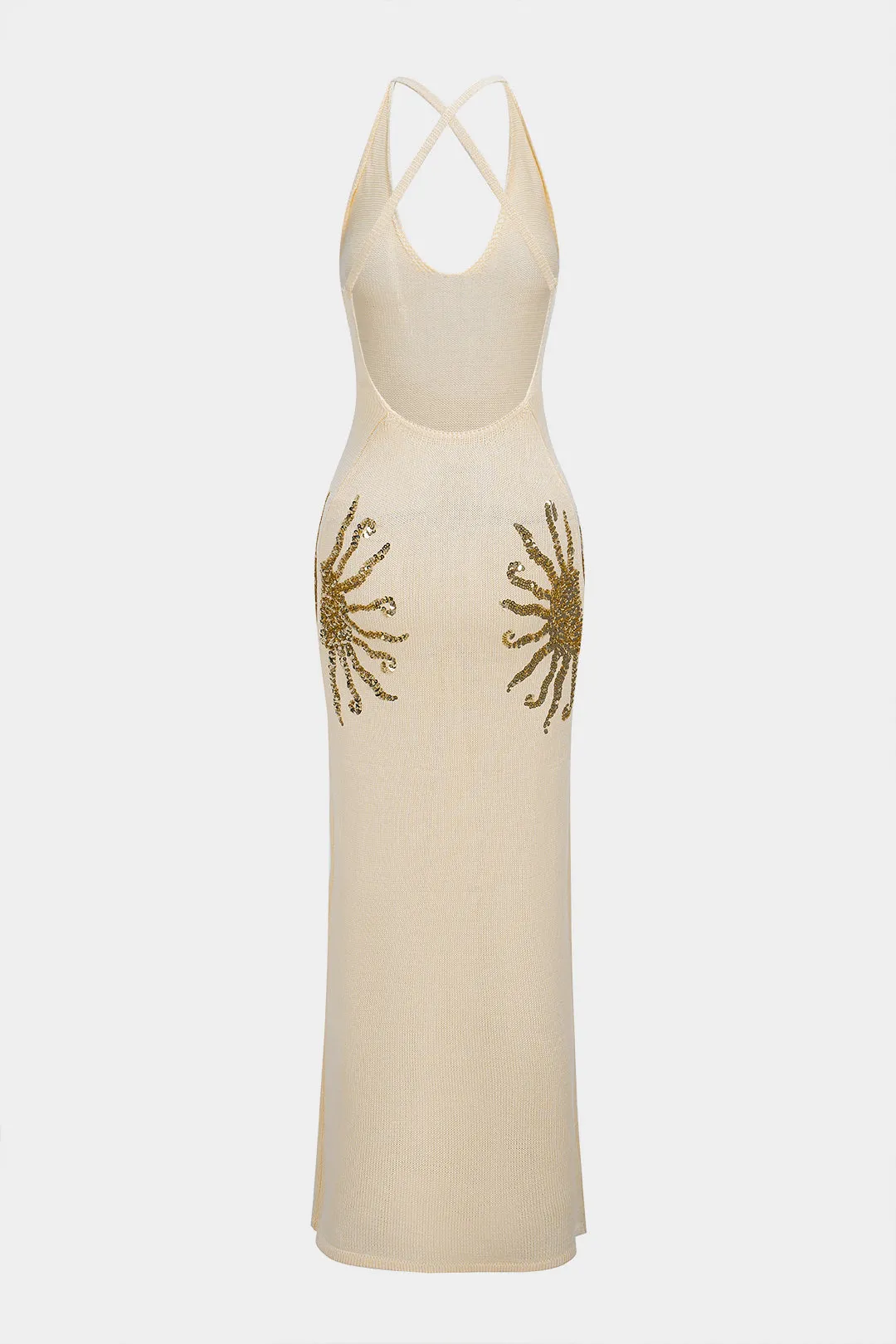 Knit Sequin Crossed Backless Sleeveless Dress sold by Micas product image thumbnail 2