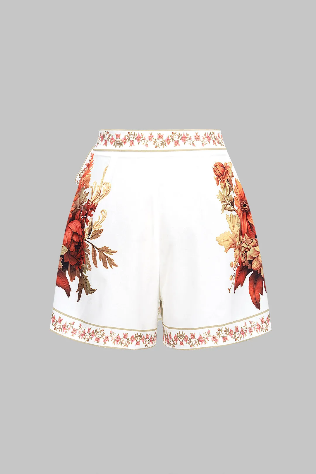 Floral Print Tie Front Asymmetrical Shorts sold by Micas product image thumbnail 2