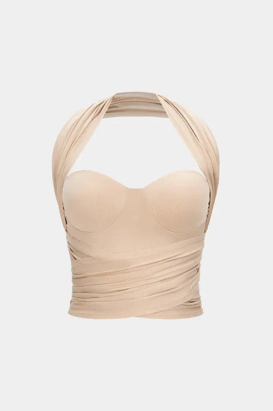 Halter Bustier Crossed Ruched Cami Top sold by Micas