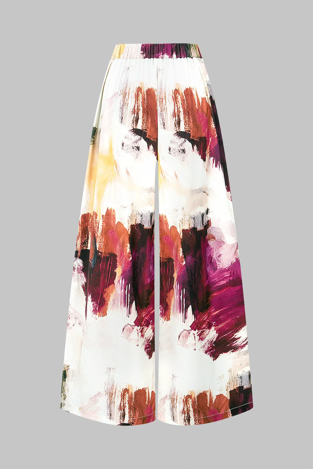 Graffiti Print Satin Shirred Waistband Wide Leg Pants sold by Micas product image thumbnail 2