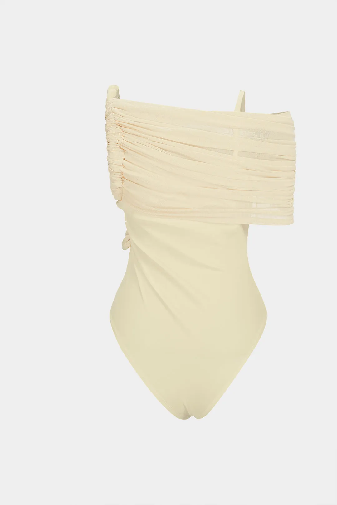 Asymmetrical Twist Knot Ruched Sleeveless Bodysuit sold by Micas product image thumbnail 2