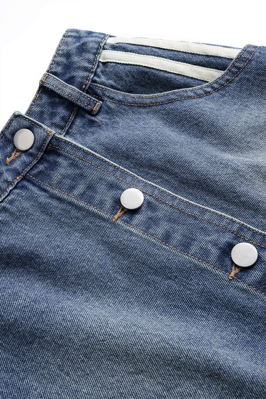 Denim Asymmetrical Seamdetail Button Skirt sold by Micas product image thumbnail 4