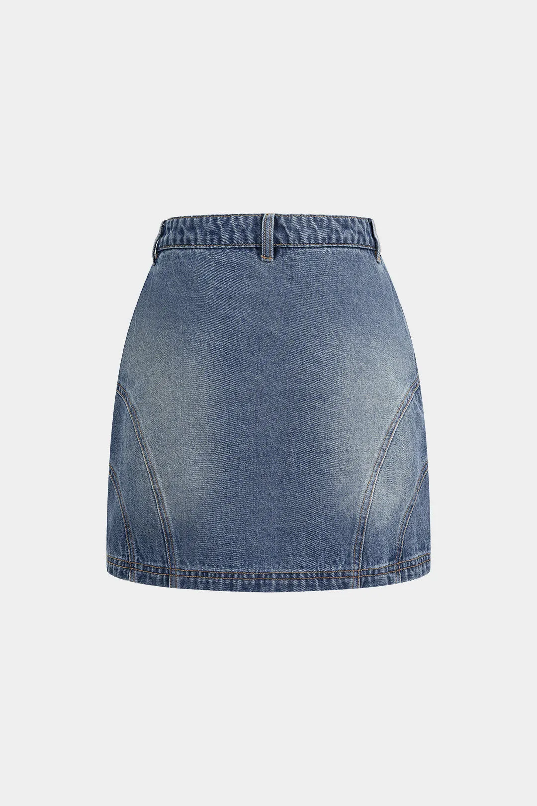 Denim Asymmetrical Seamdetail Button Skirt sold by Micas product image thumbnail 3