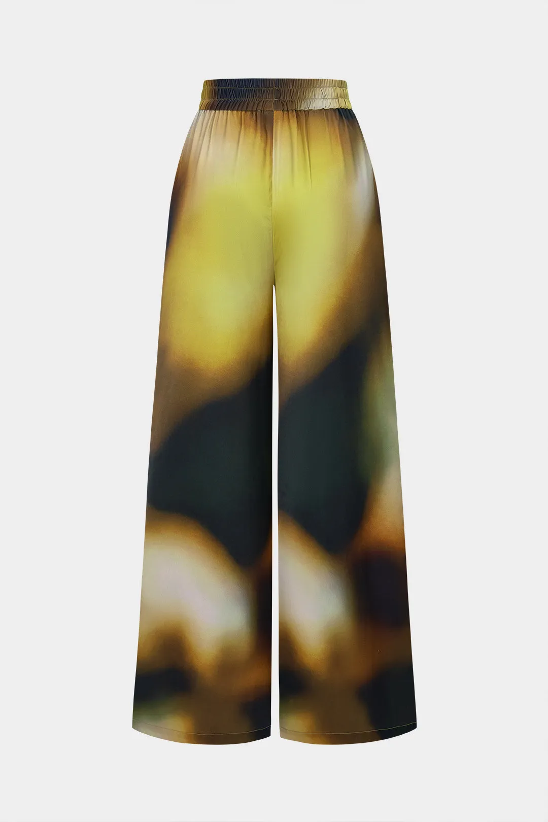 Tie Dye Print Satin Shirred Waistband Wide Leg Pants sold by Micas product image thumbnail 2