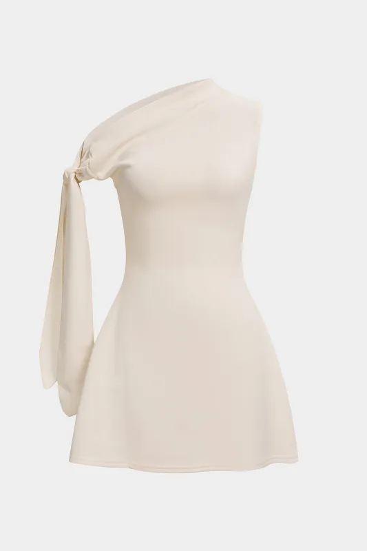 Asymmetrical Tie-Up One Shoulder Sleeveless Mini Dress sold by Micas