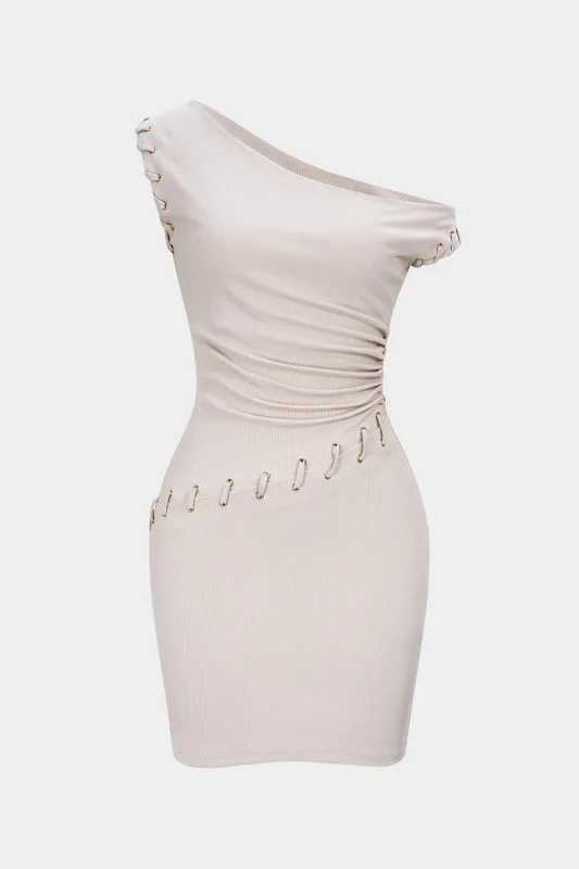 One Shoulder Asymmetrical Ruched Sleeveless Mini Dress sold by Micas