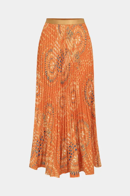 Retro Print Pleated High Waist Skirt sold by Micas