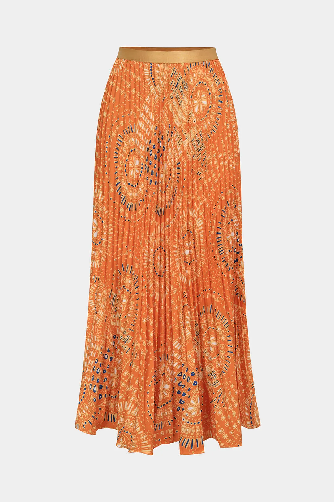 Retro Print Pleated High Waist Skirt sold by Micas