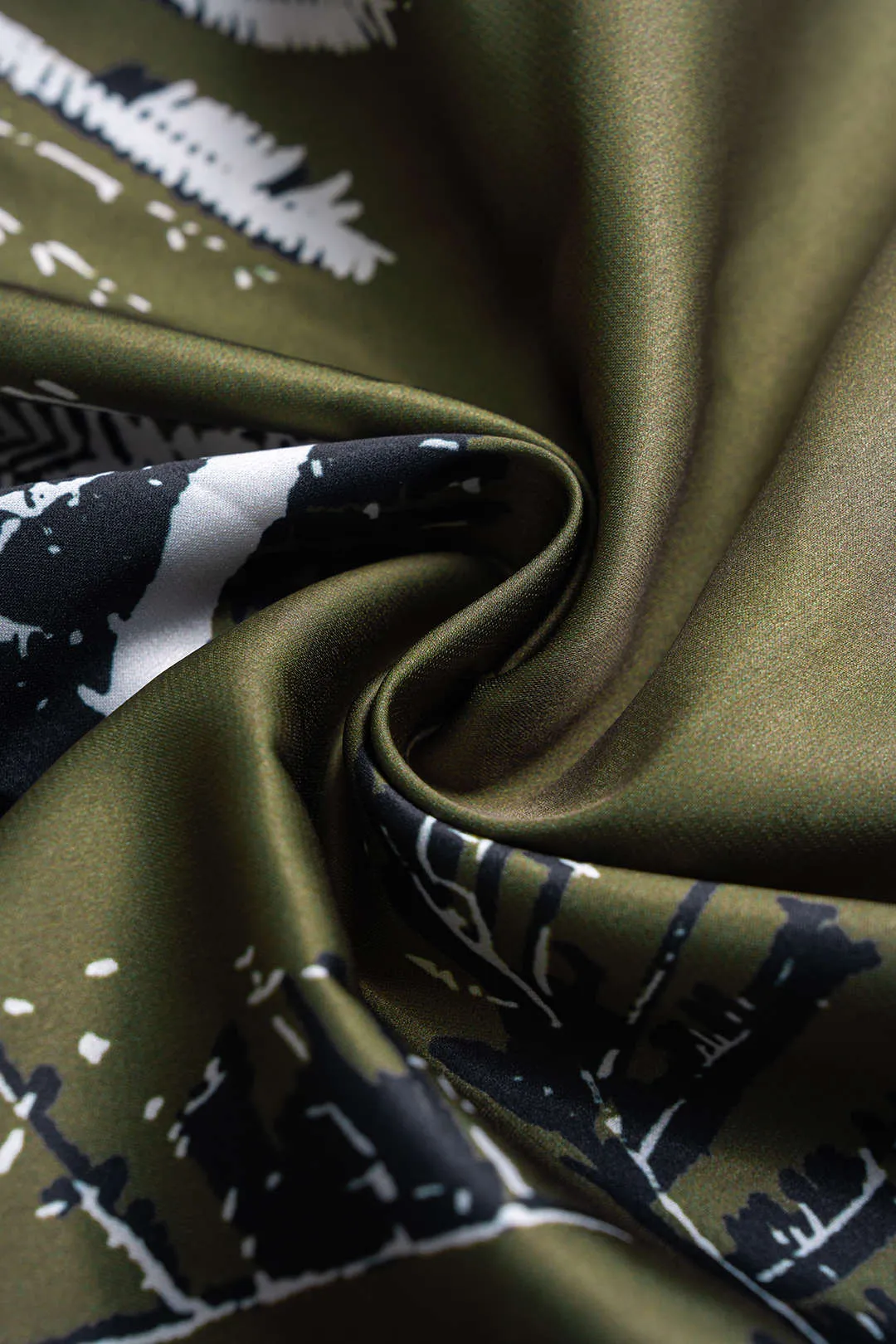 Leaves Print Satin Asymmetrical Tie-Up Ruched Skirt sold by Micas product image thumbnail 3