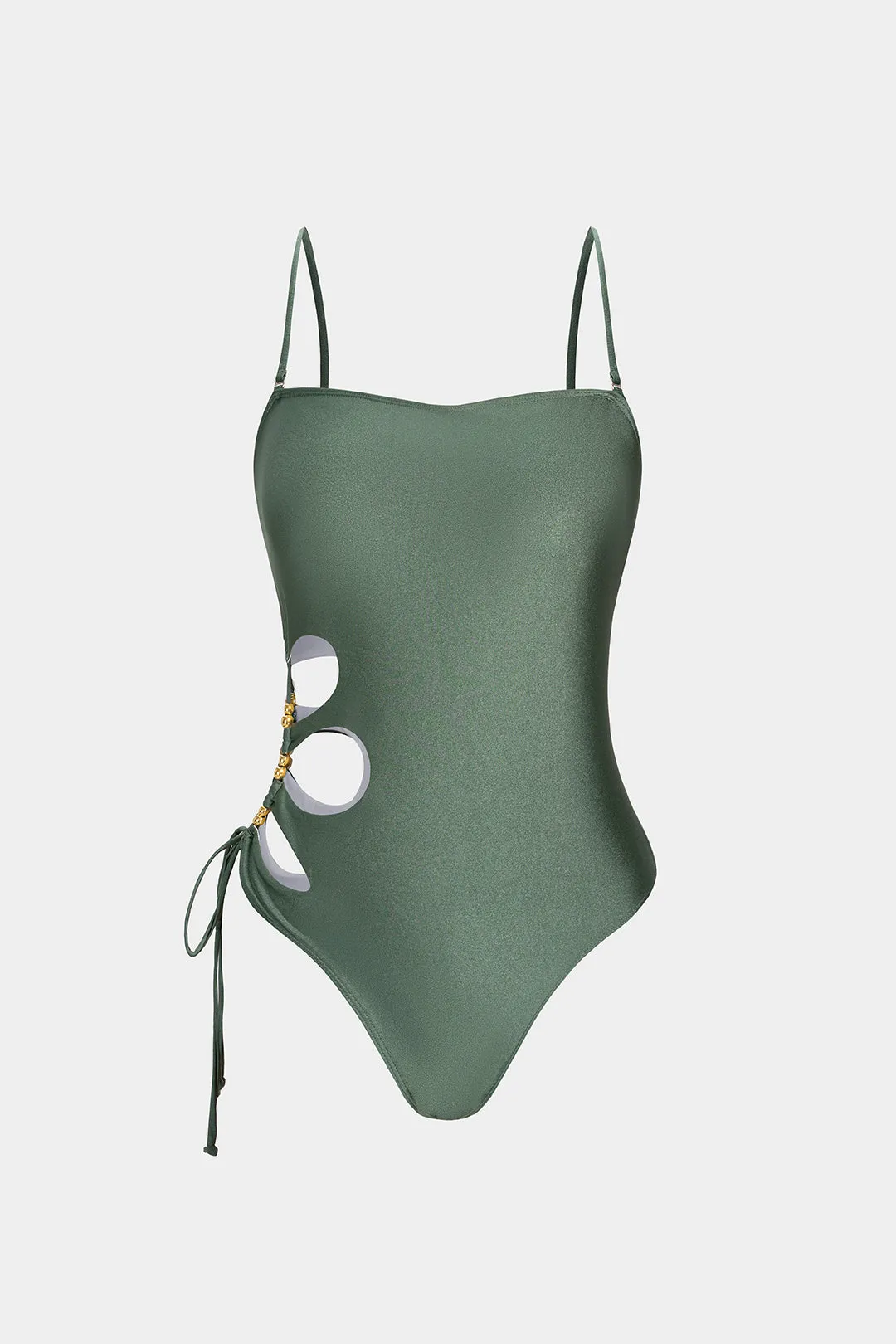 Asymmetrical Tie-Up Cut Out Sleeveless Swimsuit sold by Micas