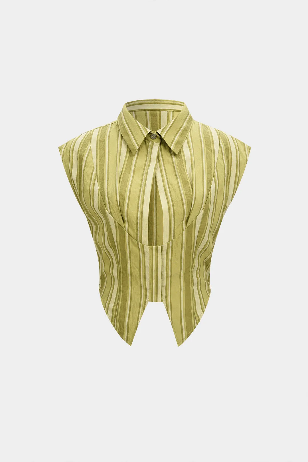 Stripes Print Lapel Cut Out Tank Top sold by Micas