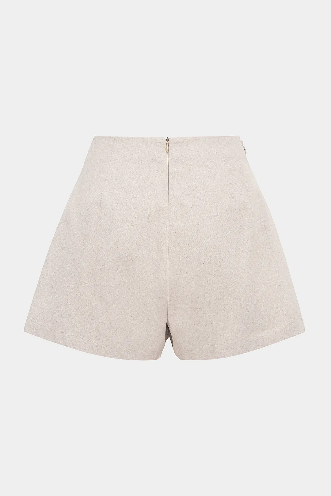 Linen Asymmetrical Twist Knot Zipper Shorts sold by Micas product image thumbnail 2