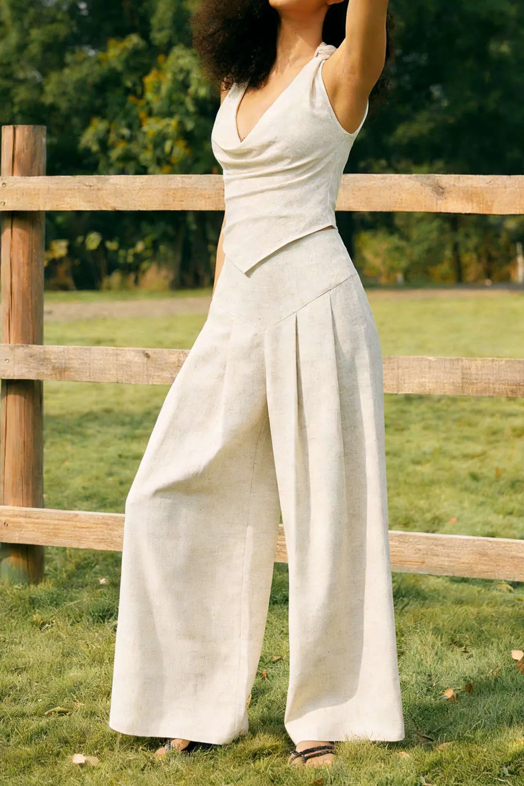 Linen High Waist Pleated Pants sold by Micas product image thumbnail 5