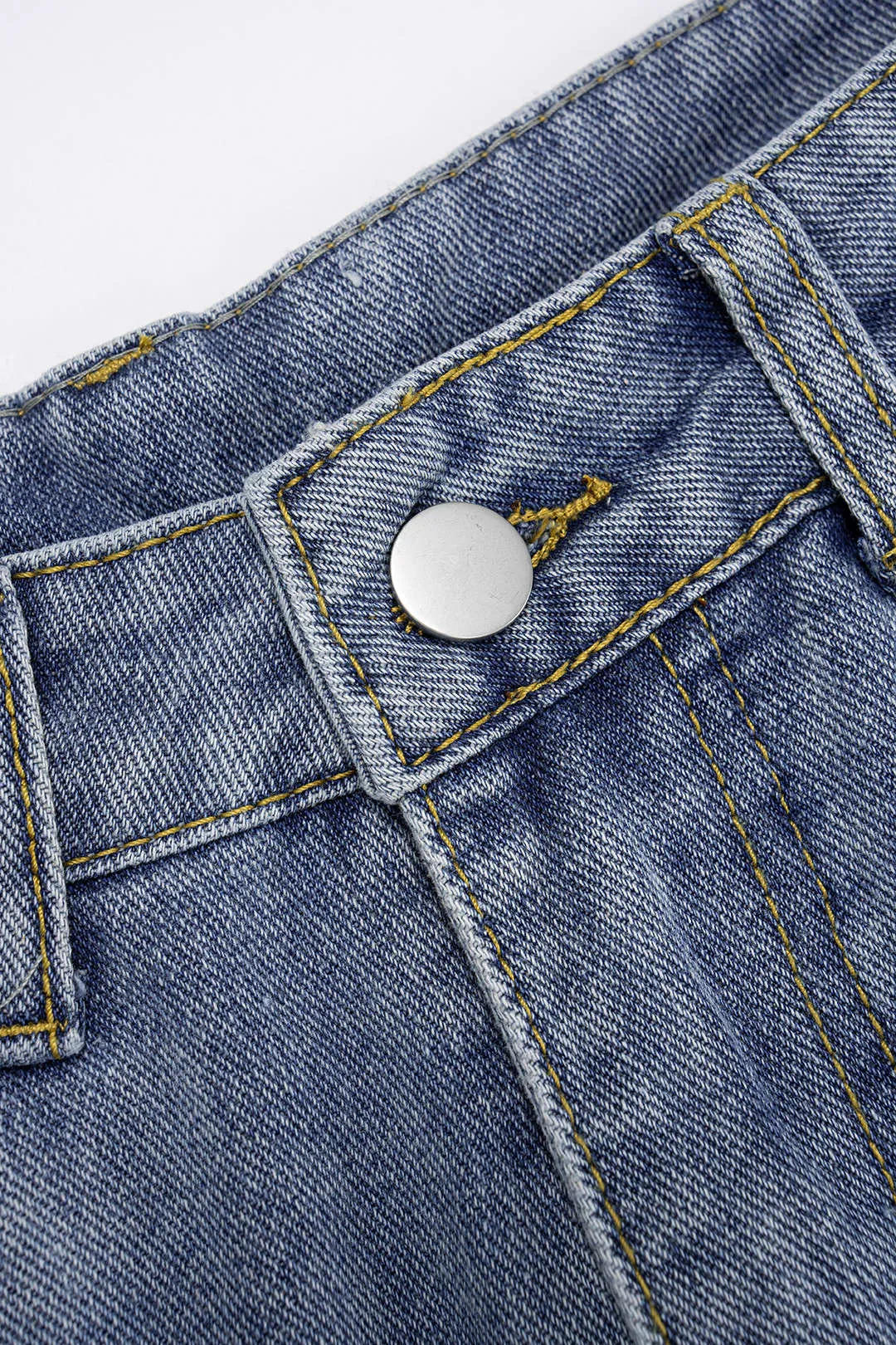 Denim Hollow Out Embroidery Floral Shorts sold by Micas product image thumbnail 3