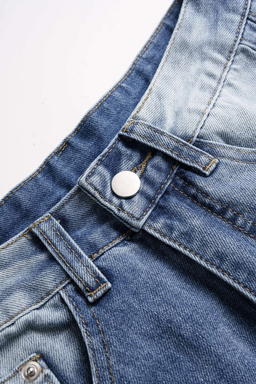 Denim Plaid Print Asymmetrical Tie-Up Wide Leg Jeans sold by Micas product image thumbnail 4