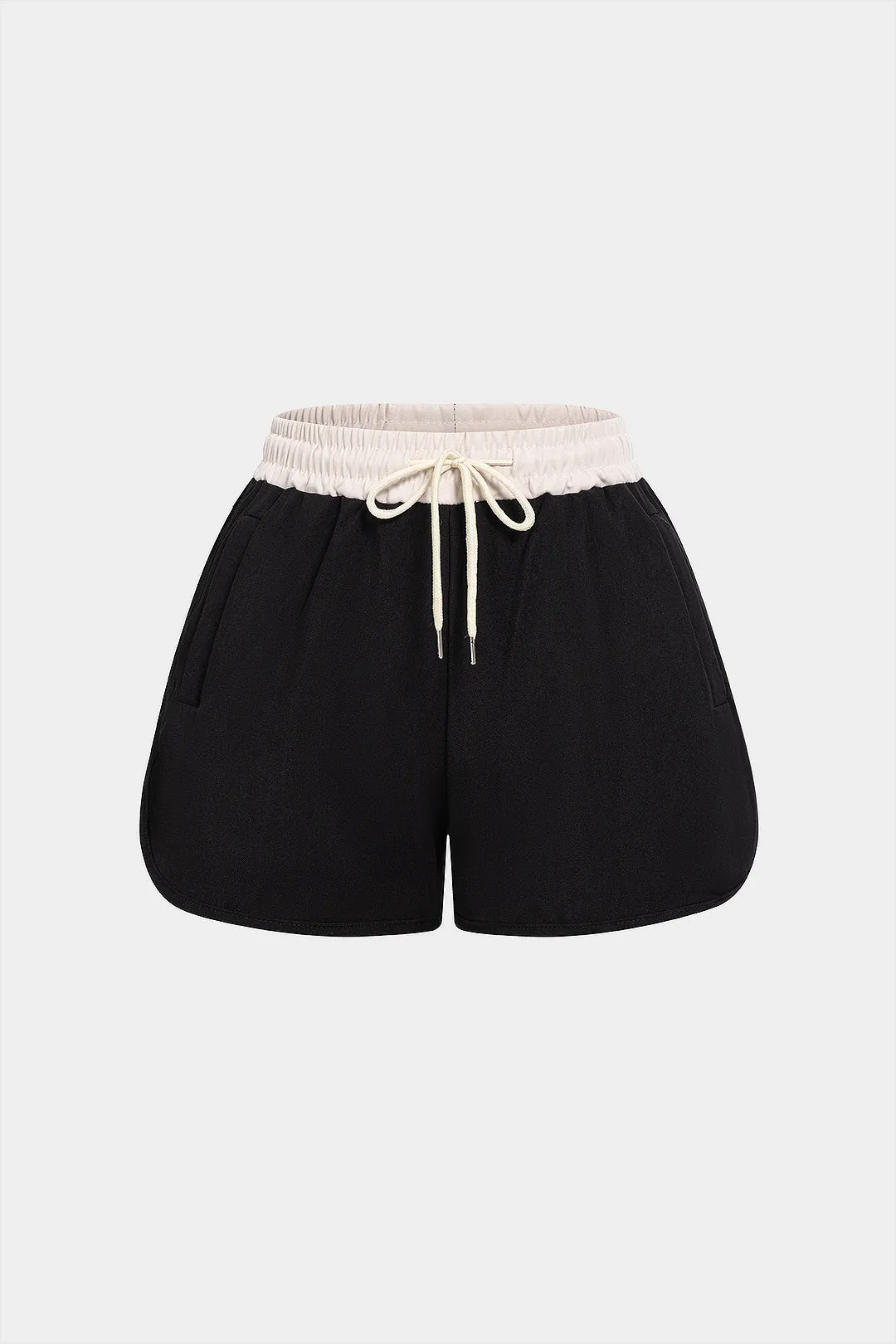 Contrast Pocket Drawstring Shirred Waistband Shorts sold by Micas