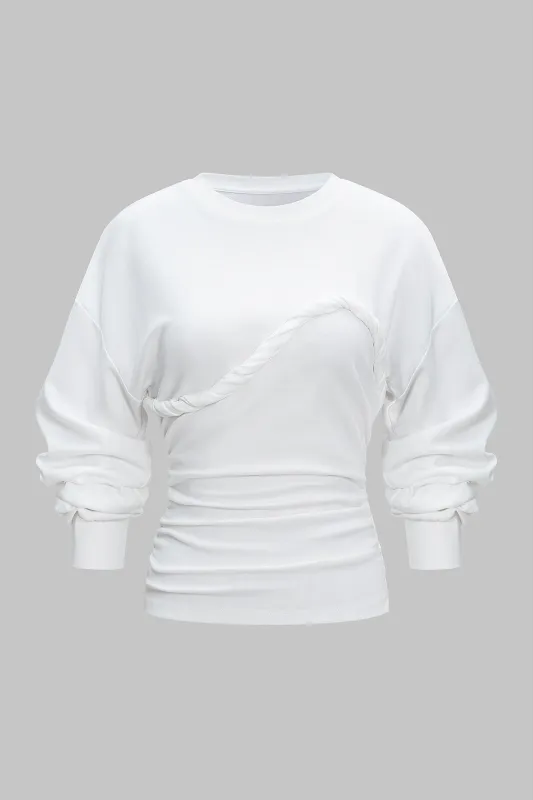 Twist Knot Ruched Long Sleeve Sweatshirt sold by Micas