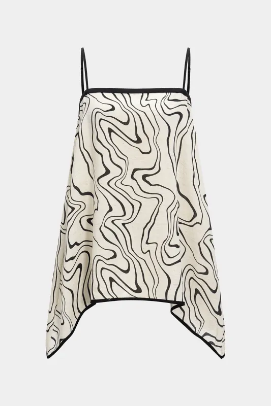 Abstract Print Linen Slip Detail Cami Top sold by Micas