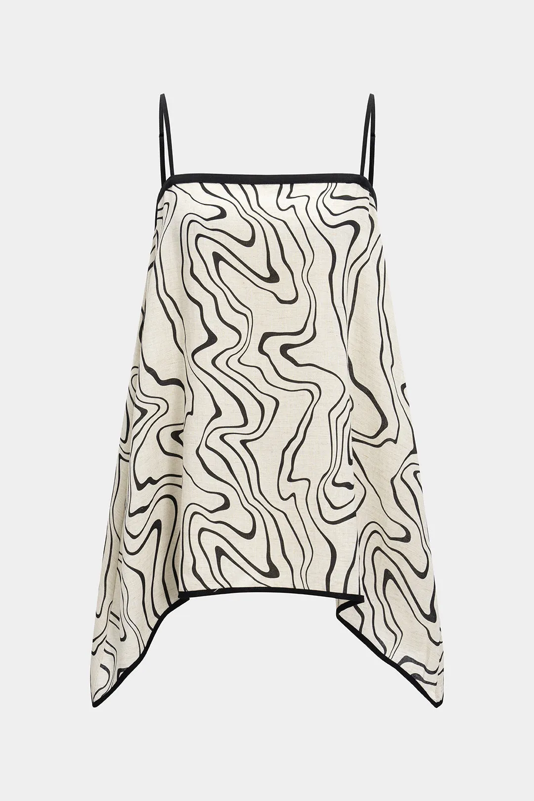 Abstract Print Linen Slip Detail Cami Top sold by Micas