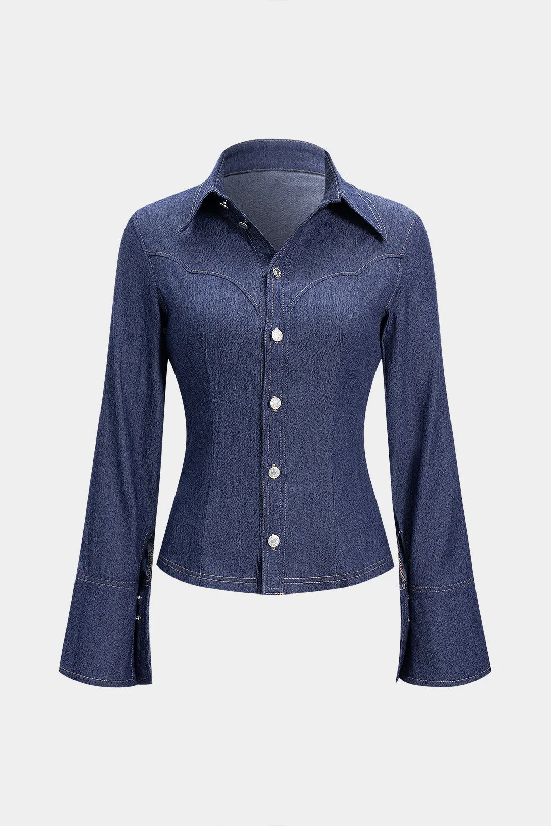 Denim Button Long-Sleeve Shirt sold by Micas