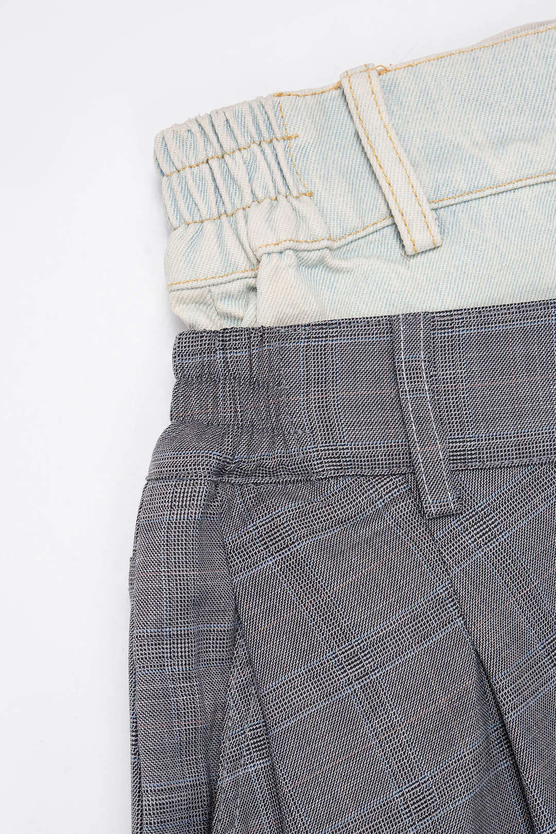 Plaid Contrast Print Double Waistband Pants sold by Micas product image thumbnail 3