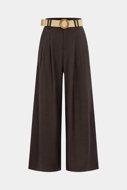 Belted Linen Ruched Trousers sold by Micas