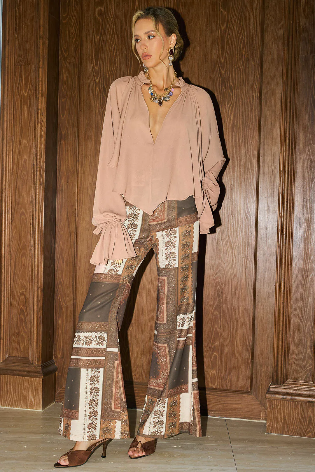 Bohemian Paisley Print Trousers sold by Micas product image thumbnail 4