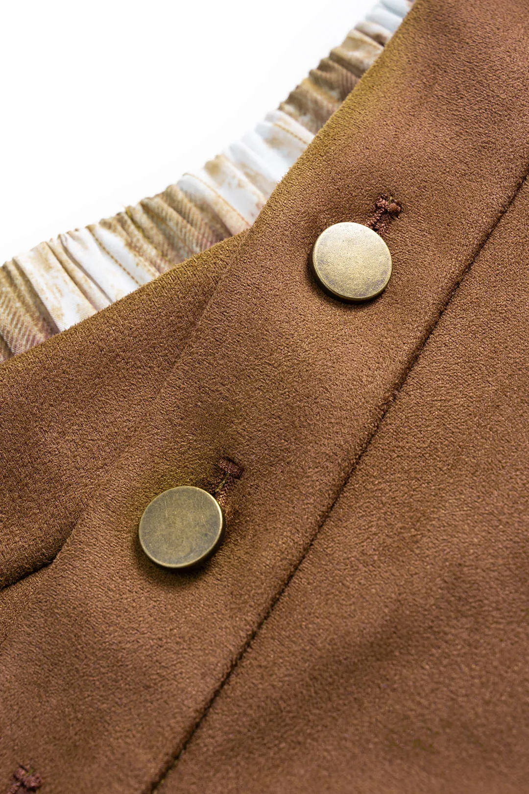 Plaid Print Shirred Waistband Patchwork Button Asymmetrical Lantern Trousers sold by Micas product image thumbnail 3